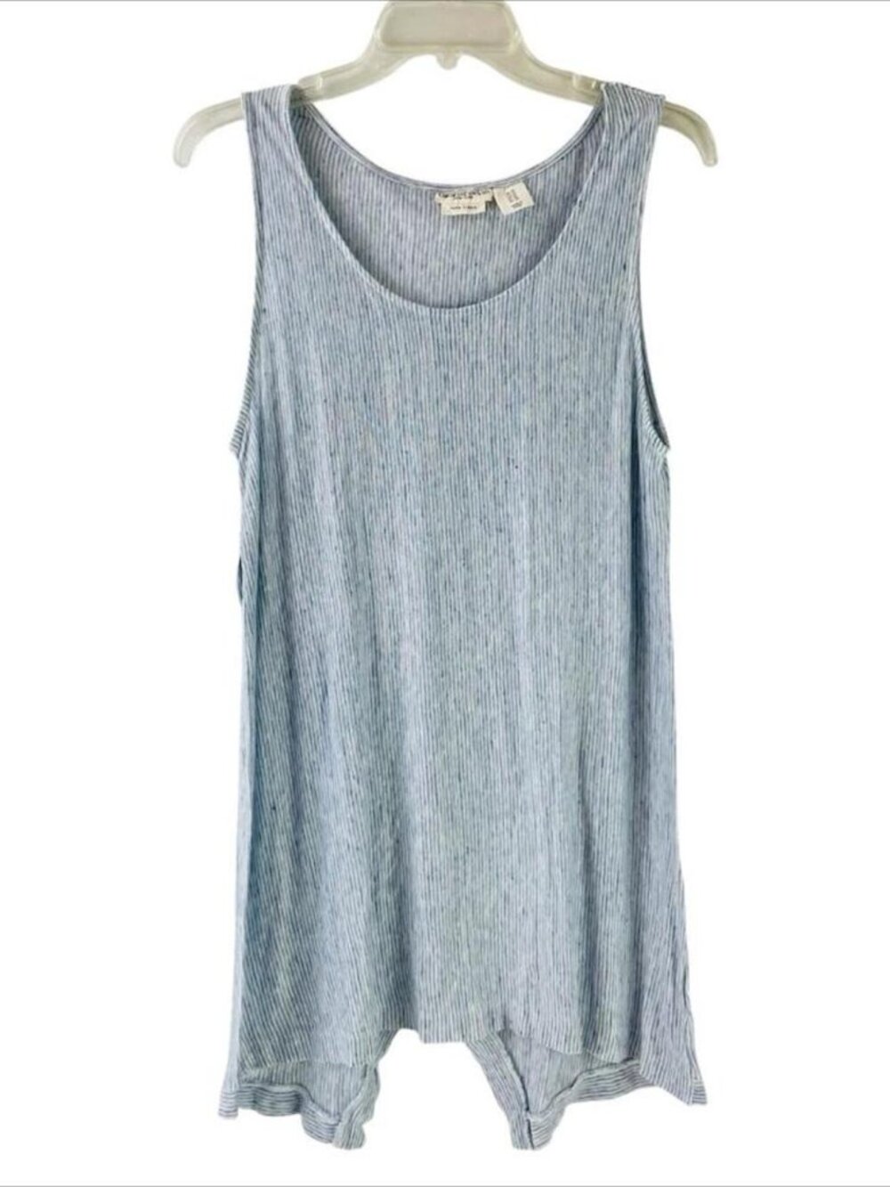 Christian Siriano 100% Linen Striped Tank Top Asymmetrical Lagenlook Travel Boho